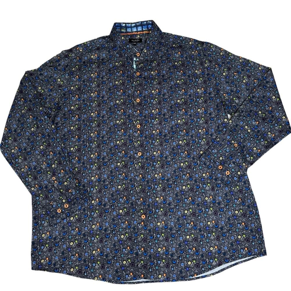 MAURIZIO CELLETTI Men’s Casual Button Down Long Sleeve Shirt Colorful Size 2XL